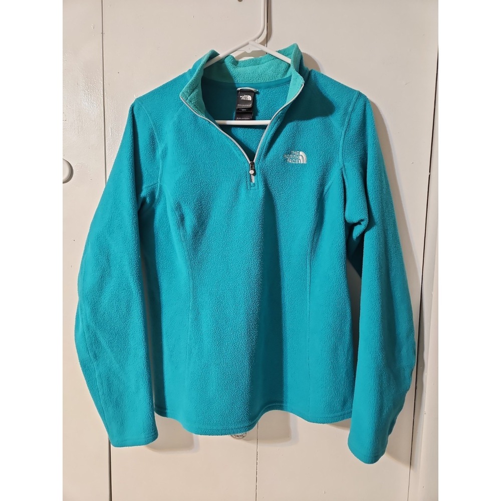 The North Face Women Green Fleece Quater Zip Pullover Sweater Size Medium (1649